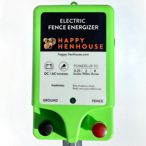 Electric Fence Energizer | 12V DC or 110V AC Powered | 0.25J | Up to 2 Miles / 8 Acres | Protects Chickens, Farm Animals and Gardens